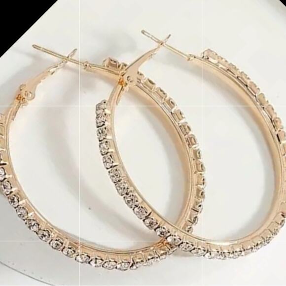 Rhinestone Hoop Earrings - Picture 1 of 3